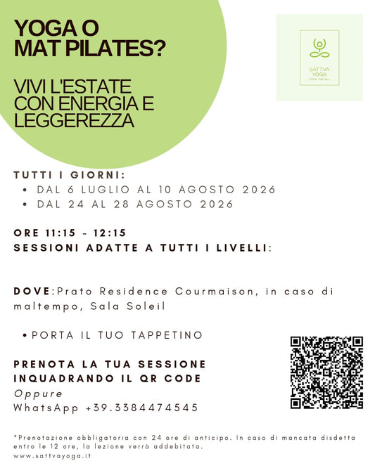 Lezione singola di gruppo YOGA o MAT PILATES